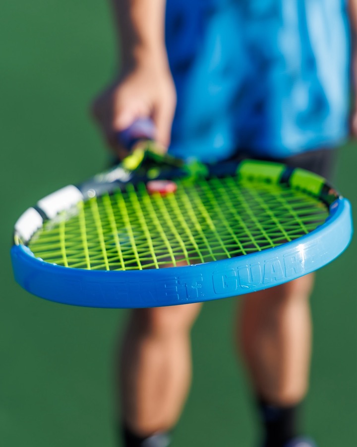 Racket Guard fitted on a racket frame